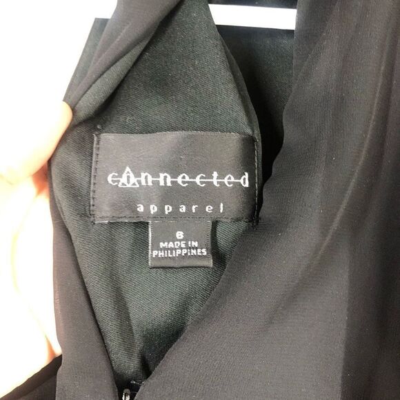 Connected‎ APPAREL Black Chiffon Satin Lined High Neck Halter Dress Sz 6 - Picture 5 of 6